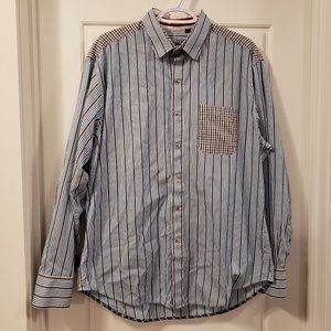 Robert Graham Men's Collared Multicolor Striped Plaid Long Sleeve Shirt - XL